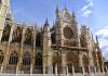 The outside of the Cathedral of Leon, a gothic cathedral in Leon, Spain.